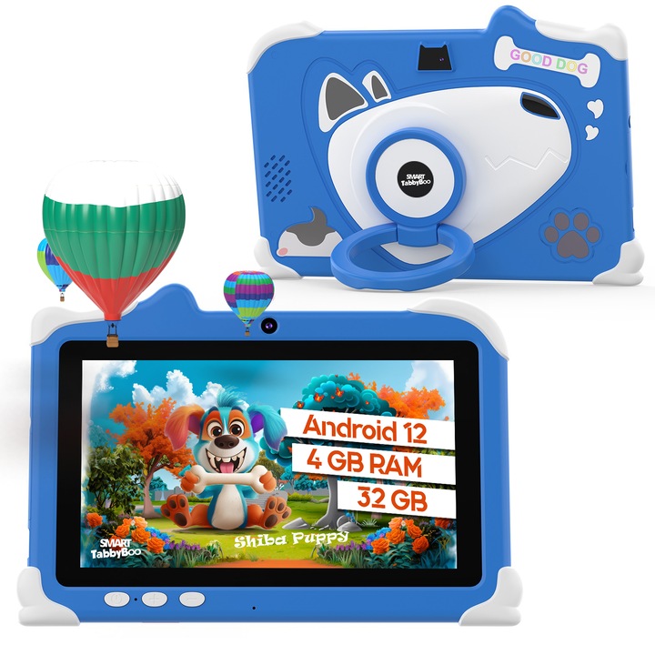 Детски таблет SMART TabbyBoo Shiba, 32GB, 4GB RAM, Android 12, Wi-Fi, IPS, Син