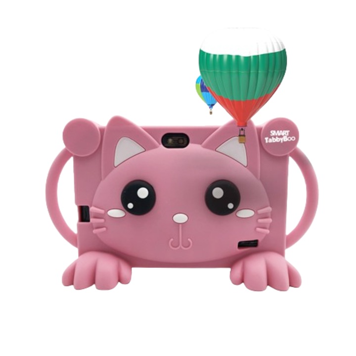 Детски таблет SMART TabbyBoo Kitty KID, 32GB, 4GB RAM, Android 12, Wi-Fi, 7" IPS екран, игри и образователни дейности за деца - Розово