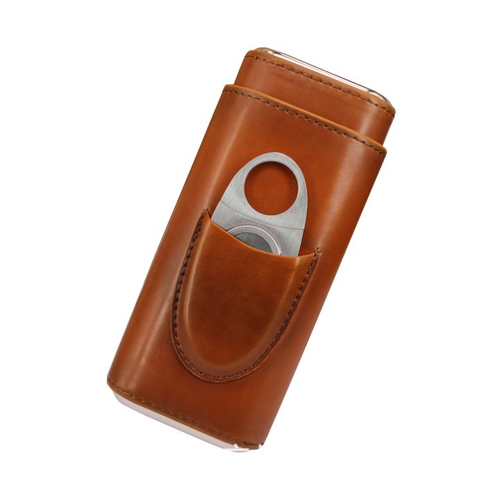 Suport trabucuri multifunctional Sunmostar, piele ecologica, maro