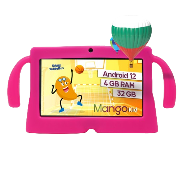 Детски таблет SMART TabbyBoo Mango KID 32GB, 4GB RAM, Android 12, Wi-Fi, 7" IPS екран, игри и образователни дейности за деца - Тъмно розово