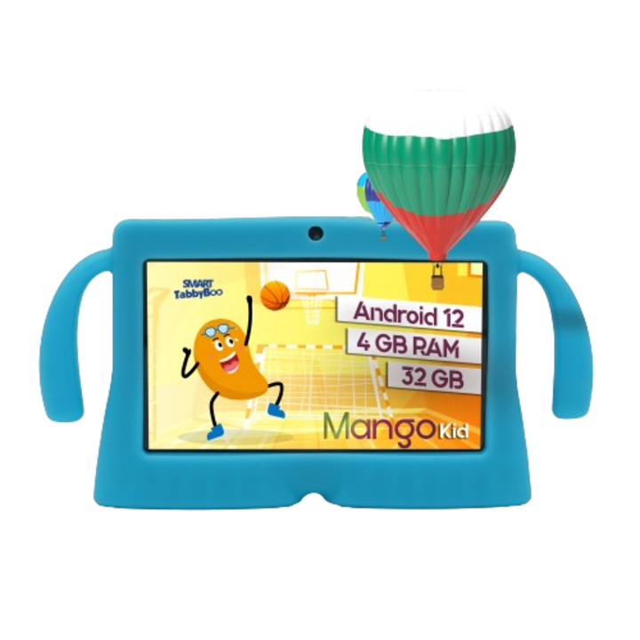 Детски таблет SMART TabbyBoo Mango KID 32GB, 4GB RAM, Android 12, Wi-Fi, 7" IPS екран, игри и образователни дейности за деца - Син