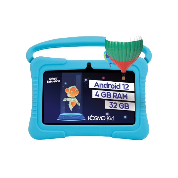 Детски таблет SMART TabbyBoo Kosmo KID 32GB, 4GB RAM, Android 12, Wi-Fi, 7" IPS екран, игри и образователни дейности за деца - Син