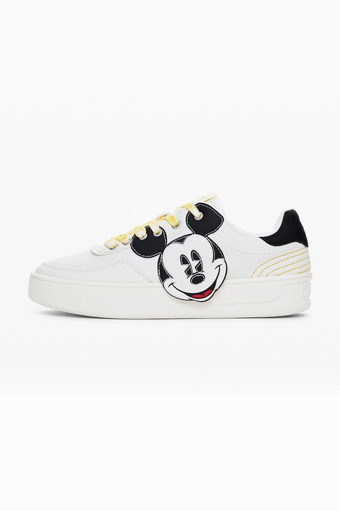 DESIGUAL, Rajzfilm mintás műbőr sneaker, Fekete/Törtfehér