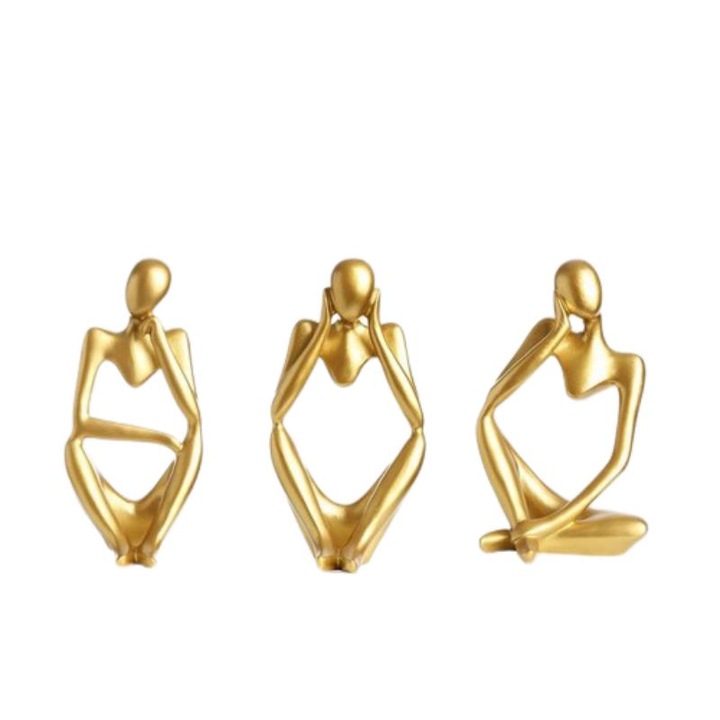 Set 3 Ornamente Sunmostar, Stil Modern Simplu, Rasina Sintetica, Auriu