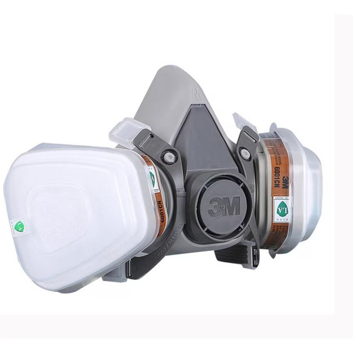 Set de masca de protectie respiratorie reutilizabila 3M, incluzand 2 filtre pentru prevenirea particulelor de gaz, vaporilor de vopsea si toxinelor si 10 filtre de bumbac