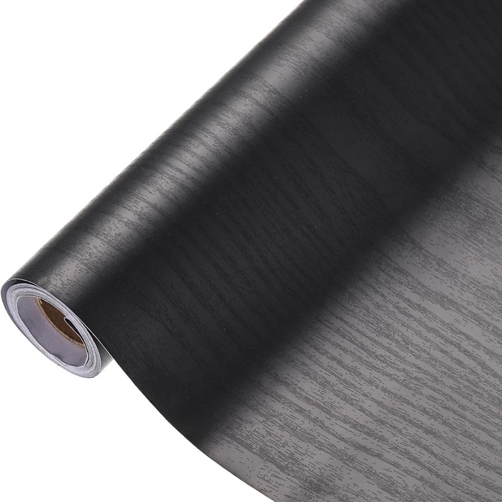 Самозалепващи се тапети, Zggzerg, Модерен дизайн, Водоустойчиви, Влагоустойчиви и устойчиви на петна, Устойчиви на износване, Лесни за поставяне и почистване, За стени и мебели, За кухня, хол, спалня, баня, PVC, 45см х 5м, Черен