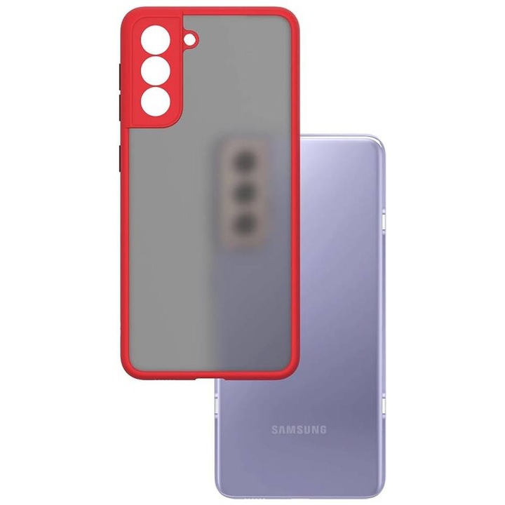 Prémium burkolat kameravédelemmel és matt felülettel, precíz lyuktávolság, leejtésálló, kompatibilis a Samsung Galaxy S22 5G / Red telefonnal