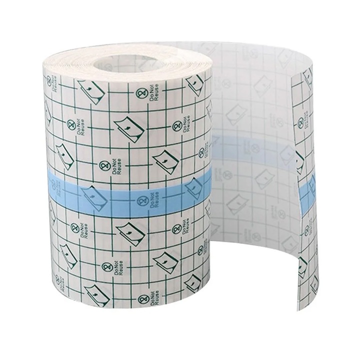 Folii protectie tatuaj, Hggzeg, Anti-alergic, Impermeabil, Rezistent la praf, Poliuretan, Design in trei straturile, Usor de utilizat, Potrivit pentru uz profesional sau uz casnic, 12cm x 10 m, Transparent