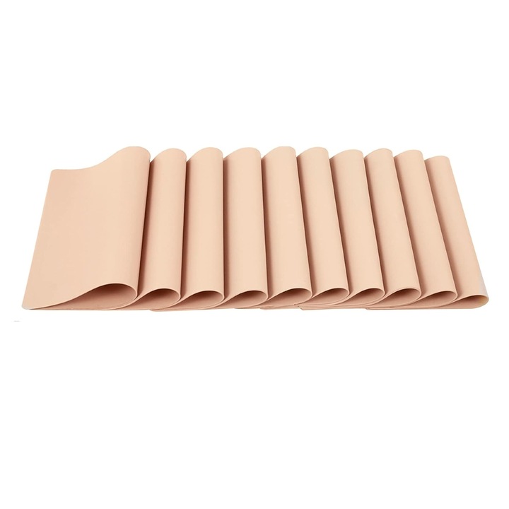 Set 10 piei artificiale practica din silicon, Hggzeg, Cu 2 fete, Piele pentru micropigmentare si tatuaje, Robust si durabil, Pentru incepatori si artisti experimentati, 19.3x14.4cm, Bej