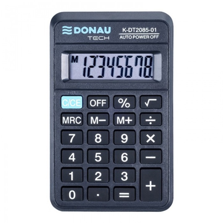 Calculator de buzunar Donau, 114x69x18 mm, Negru