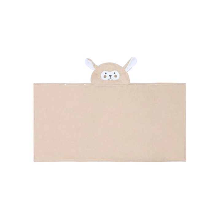 Prosop de Baie cu Gluga, pentru Bebelusi si Copii, model Iepuras, Super Absorbant, Moale si Pufos, 140cm x 70cm, Bej