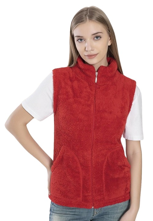 Női munkamellény UraMag Polar Line, zsebek és cipzár, piros, M