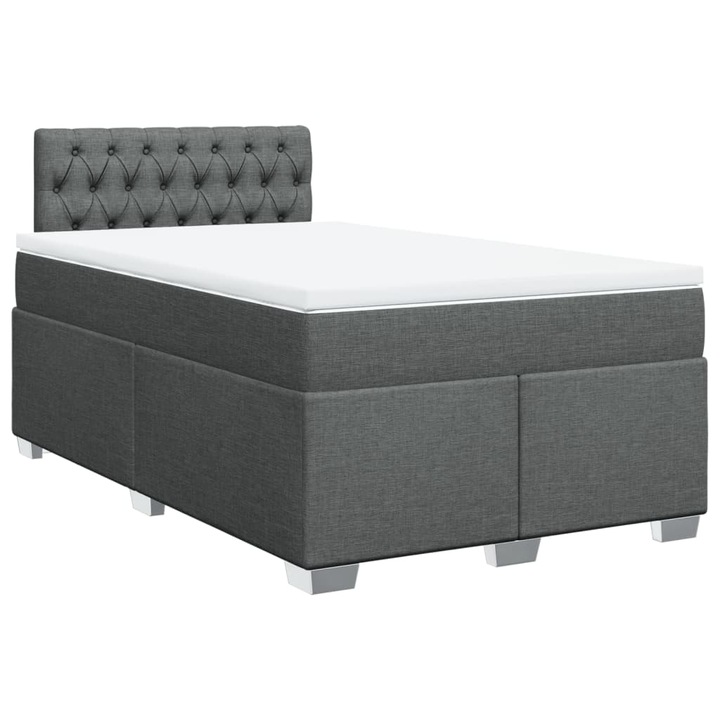 Pat box spring cu saltea vidaXL, gri inchis, 120x190 cm, textil, 49.31 kg
