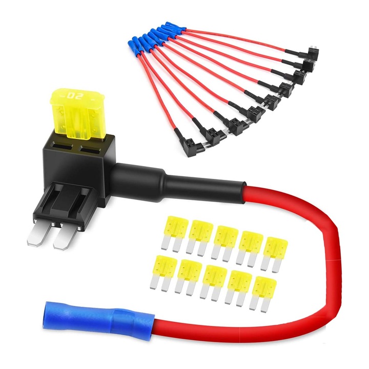 Suport Pentru Sigurante Auto, Unival, Conector rapid pentru siguranta plata 12/24V, Protejeaza Partea Electrica A Masinii, Legatura In Linie, 19 mm, YQLAFT, Multicolor