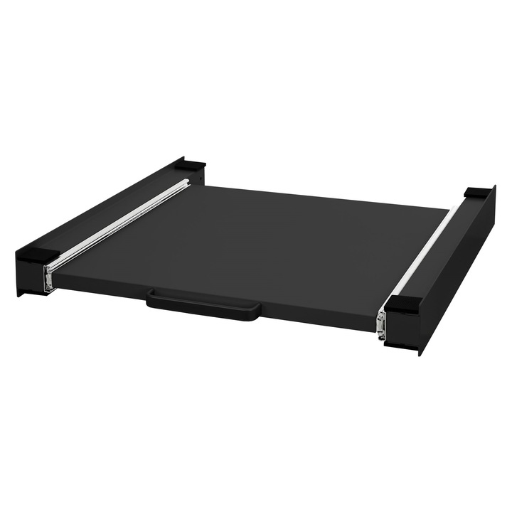 Cadru intermediar pentru masina de spalat rufe cu sertar extensibil ML-Design, negru, otel, 60x60 cm, stabil si usor de instalat