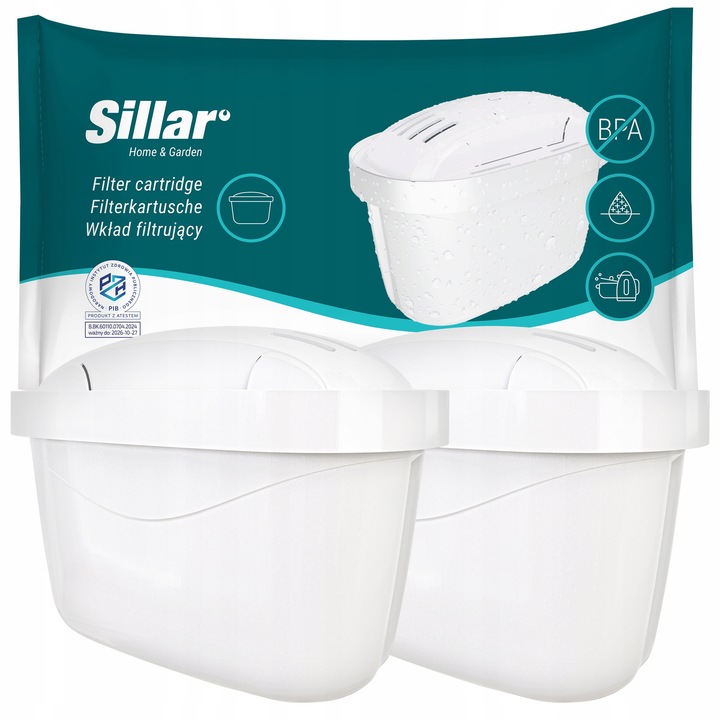 Set 2 filtre de apa, Sillar, Compatibil cu Brita/Dafi, Alb