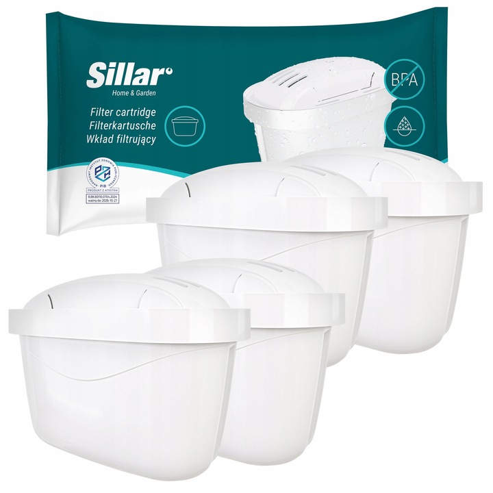 Set 4 filtre de apa, Sillar, Compatibil cu Brita/Dafi, Alb