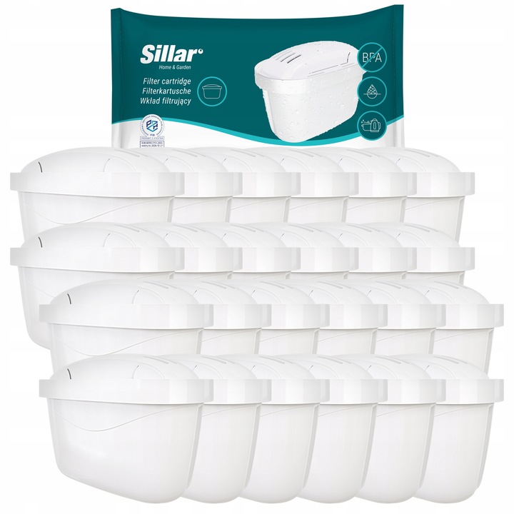 Set 24 filtre de apa, Sillar, Compatibil cu Brita/Dafi, Alb