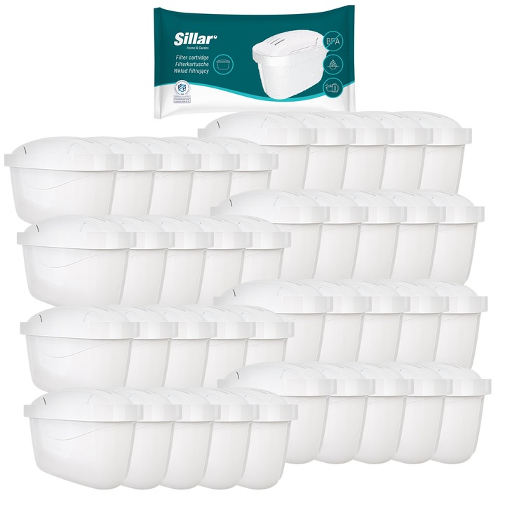 Set 40 filtre de apa, Sillar, Compatibil cu Brita/Dafi, Alb