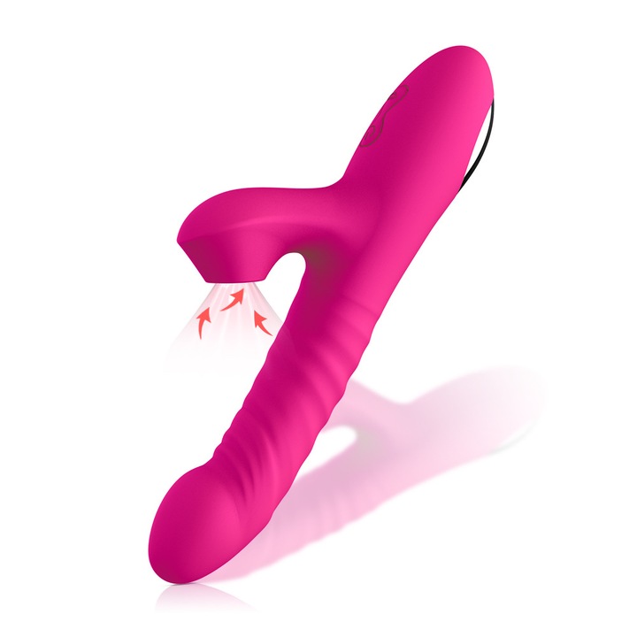 Dildo Rabbit, csiklóstimulátor 3 tolóerővel és 10 vibrációs móddal, szilikon, vízálló, USB töltés