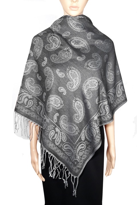 Дамски шал, пашмина, тъмносив, 180х70 см
