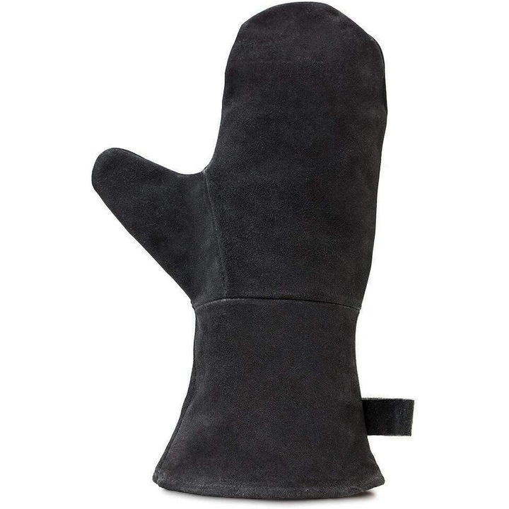 Konyhai kesztyű, bőr, hőálló, fekete