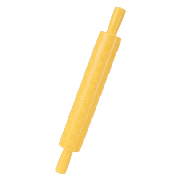 Комплект валяк за декориране на торти, фондан, модел хризантема, пластмасов