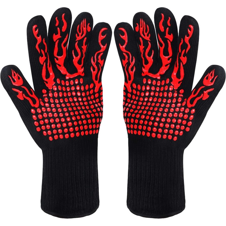 Enforose konyhai kesztyűk, hőálló, csúszásgátló szilikon csíkkal, 30x15cm