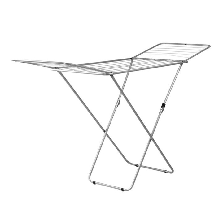 Állványos ruhaszárító, szürke, bádog, 180 x 55 x 93 cm