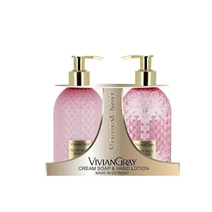 Комплект течен сапун Gemstone Pink, White Musk & Pineapple за жени, 300 ml + Крем за ръце, 300 ml