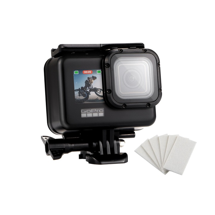 Черен водоустойчив калъф за GoPro Hero 9 Hero 10 Hero 11 Hero 12 Черен с допълнително покритие / устойчивост на удар, заедно с 6 ленти против замъгляване