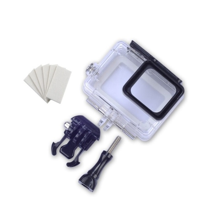 Carcasa de protectie subacvatica pt Gopro Hero 5, Hero 6, Hero 7 waterproof Frame / rezistenta la soc, impreuna cu 6 Benzi Anti Aburire