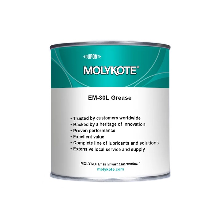 Lubrifiant pentru componente din plastic, Molykote EM-30L, NLGI 1, -45°C pana la 150°C, alb, 1kg