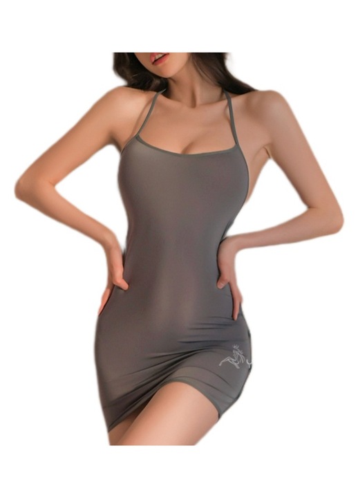 Set lenjerie sexy, gri, elastica, marime unica, 58cm