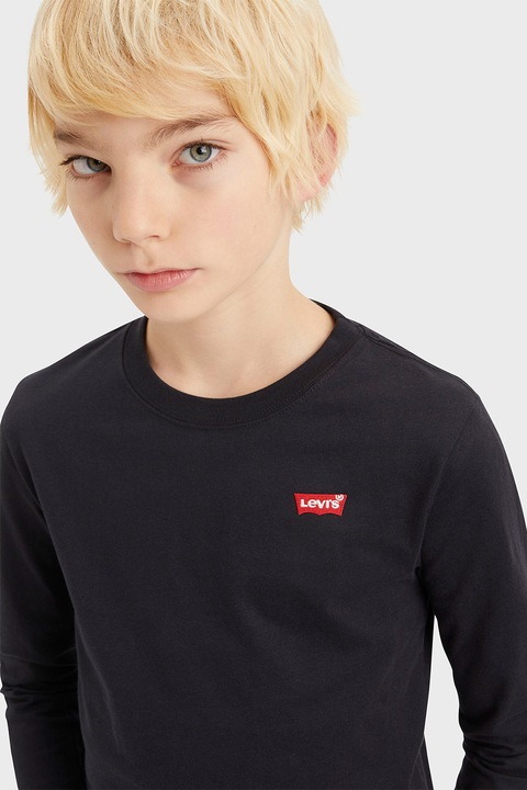 Levi's, Блуза с памук с лого, Черен