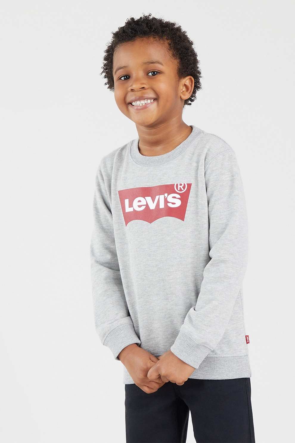 Levi's, Bluza de trening cu imprimeu logo, Alb, Rosu inchis, Gri
