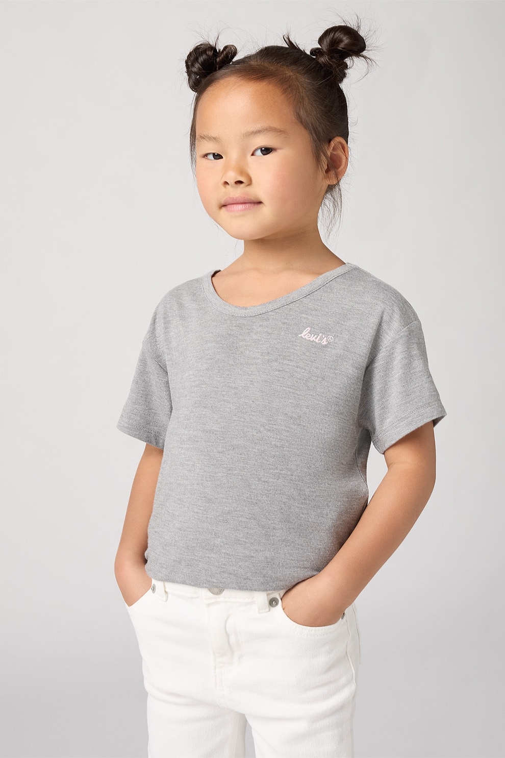 Levi's, Tricou cu logo brodat, Gri melange, 128 CM