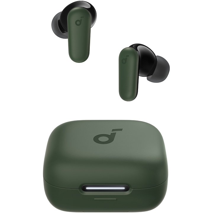 Безжични слушалки Anker Soundcore P30i, Технология Noise Cancelling, Калъф и стойка 2 в 1, IP54, Bluetooth 5.4, Зелен