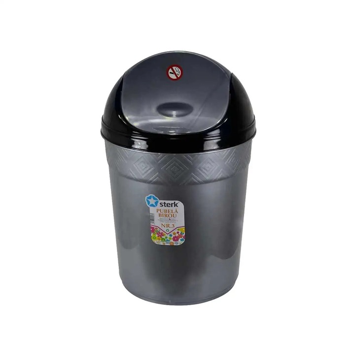 Cos de Gunoi Birou Sterk cu Capac Batant 12 l