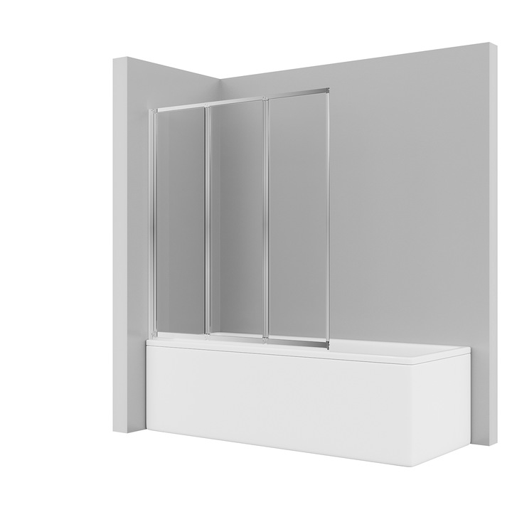 Paravan cada, Pliabil din 3 piese, Nano-transparenta, 130x140 cm