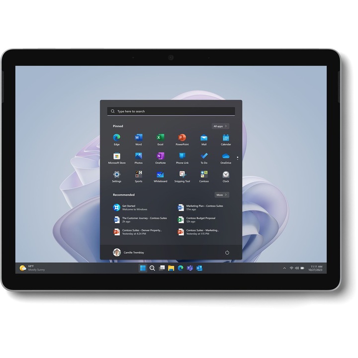 Лаптоп Microsoft Surface Go 4 с Intel Pentium N4200 (1.10/2.50 GHz, 2 M), 8 GB, 128 GB UFS, Intel HD Graphics 505, Windows 11 Pro, Сребрист