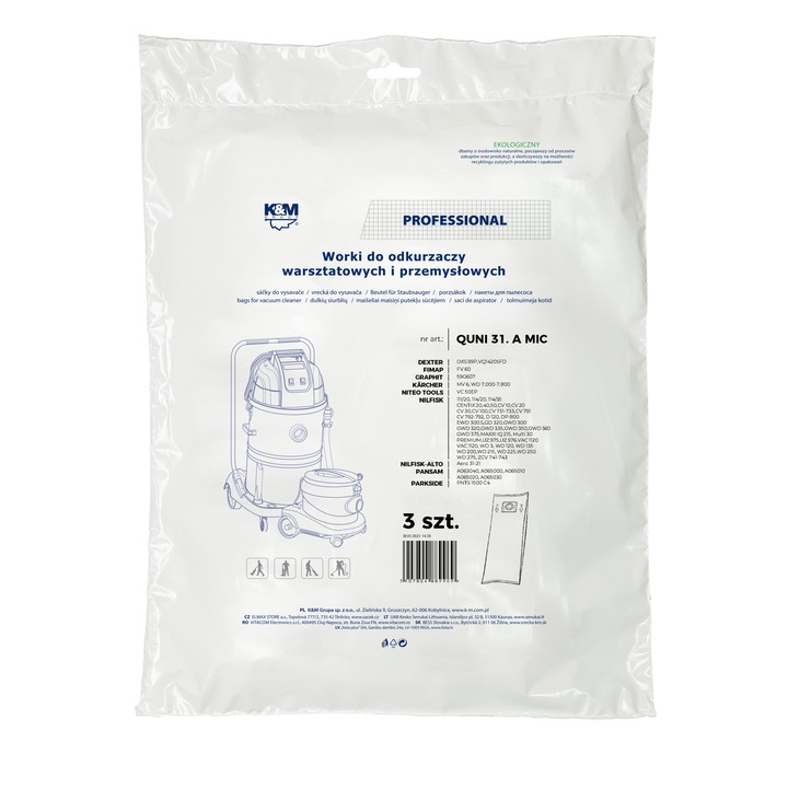 Sac aspirator Universal 30L, hartie, 3X saci, K&M
