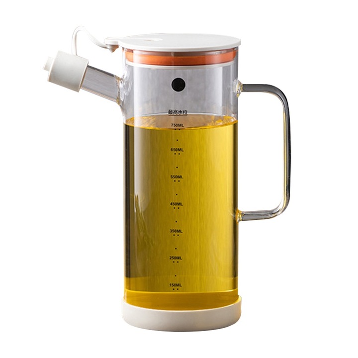 Dispenser ulei de masline din sticla, set cu capac, pentru gatit, 500ml, transparent