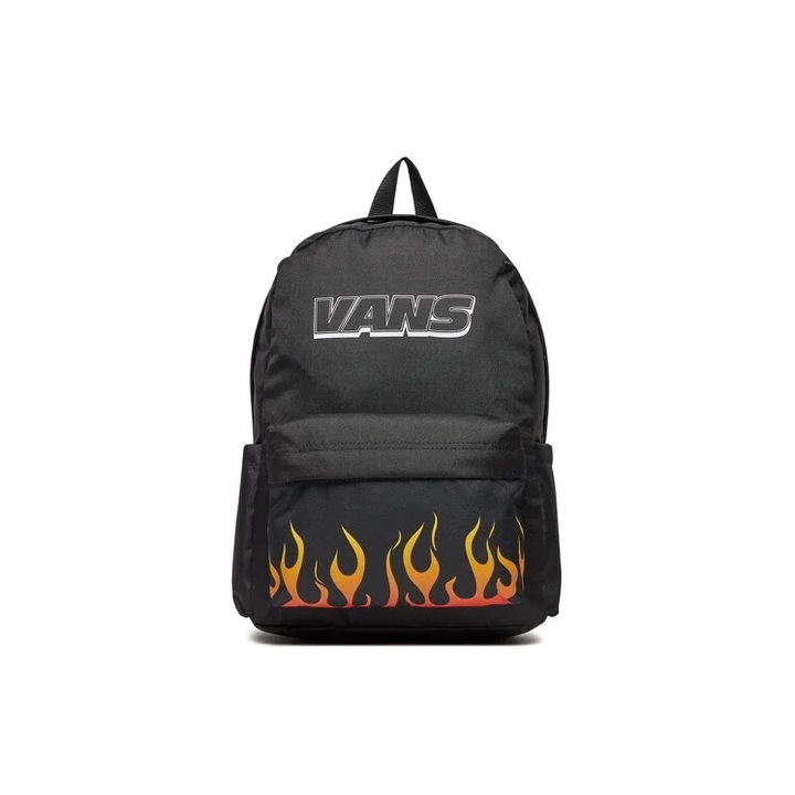 Fekete hátizsák színes lángokkal Vans New Skool hátizsák True Black