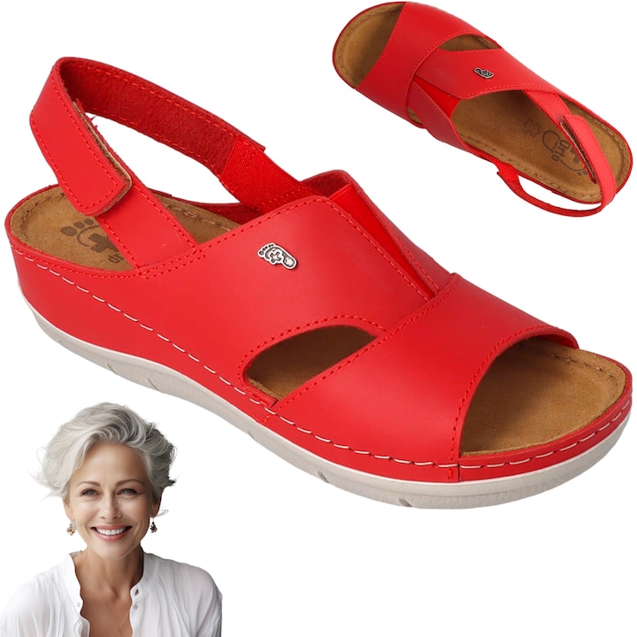 Sandale din piele Velcro pentru femei Dr Health, Roz