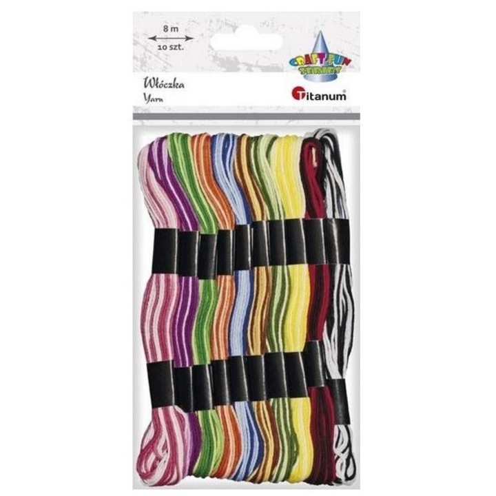 Комплект конци за бродиране Titanum, 10 двуцветни цвята, 8м, многоцветен, 155x100мм