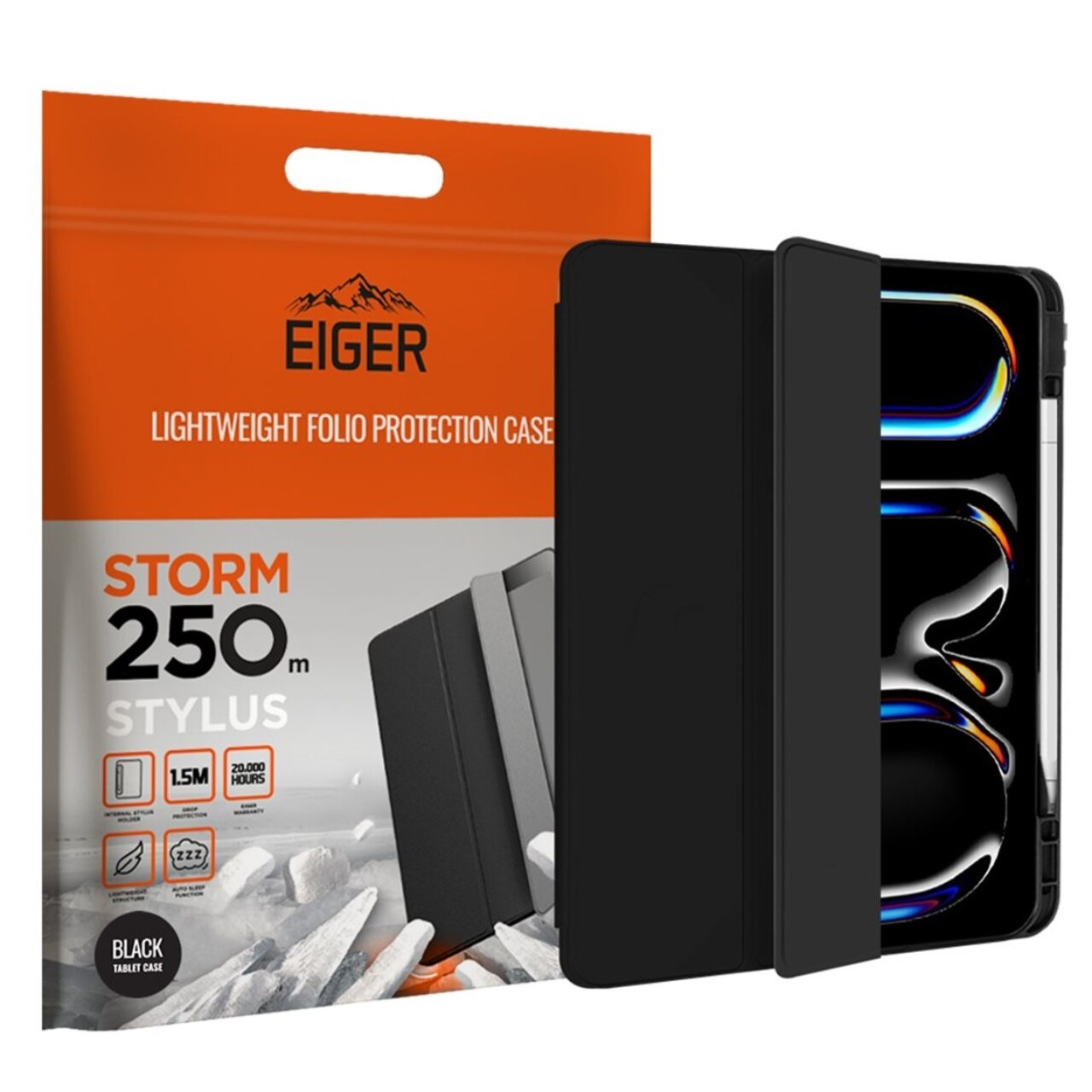 Husa Eiger Storm 250m Stylus compatibila cu iPad Pro 13 (2024) Black