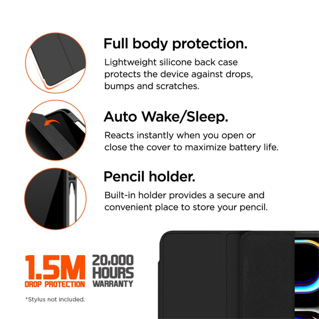 Husa Eiger Storm 250m Stylus compatibila cu iPad Pro 13 (2024) Black