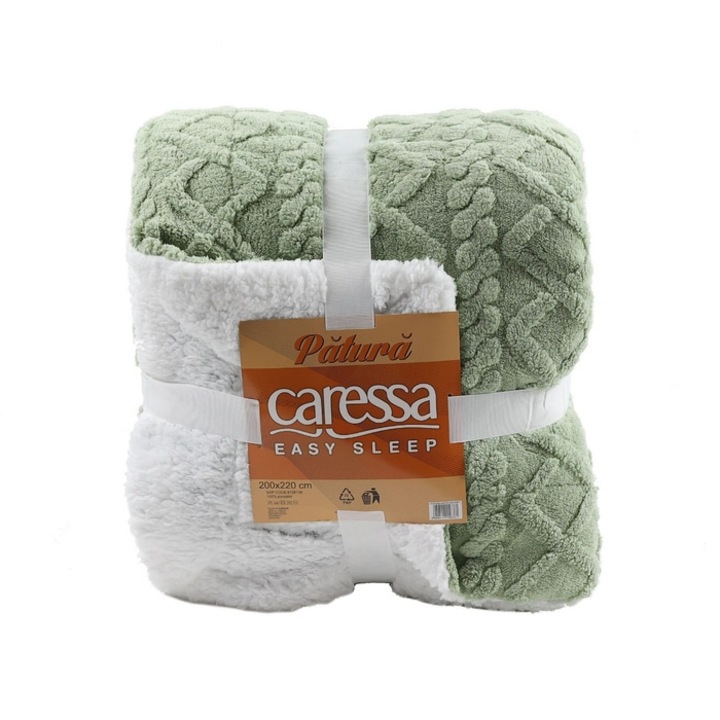 Patura pat, Caressa Sherpa GS4959, 200 x 220 cm, poliester, verde