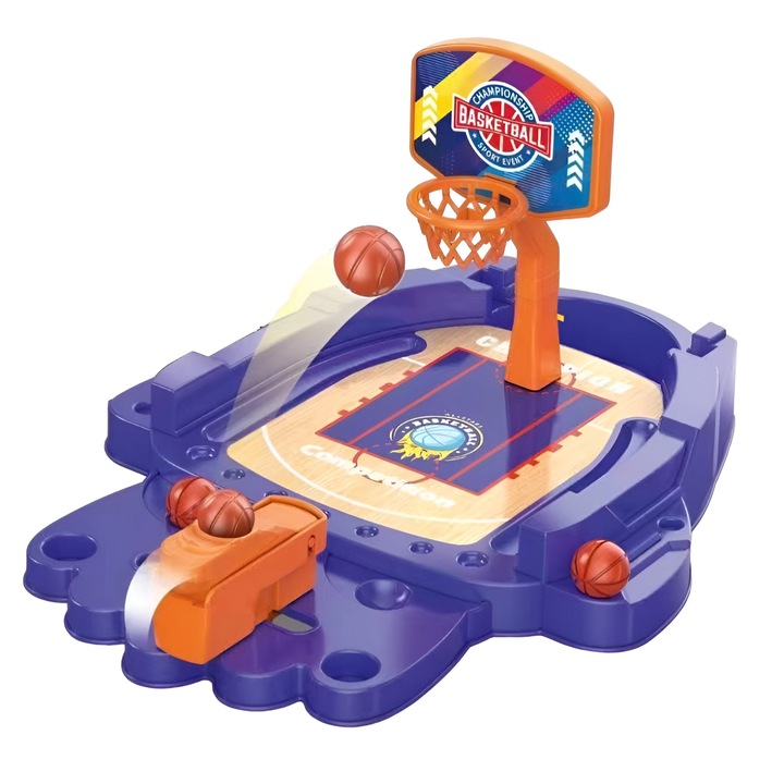 Joc de Masa Mini Baschet Interactiv pentru Copii, Leski, Mingi Incluse, 25.5x19.5x13.5 cm, Mov